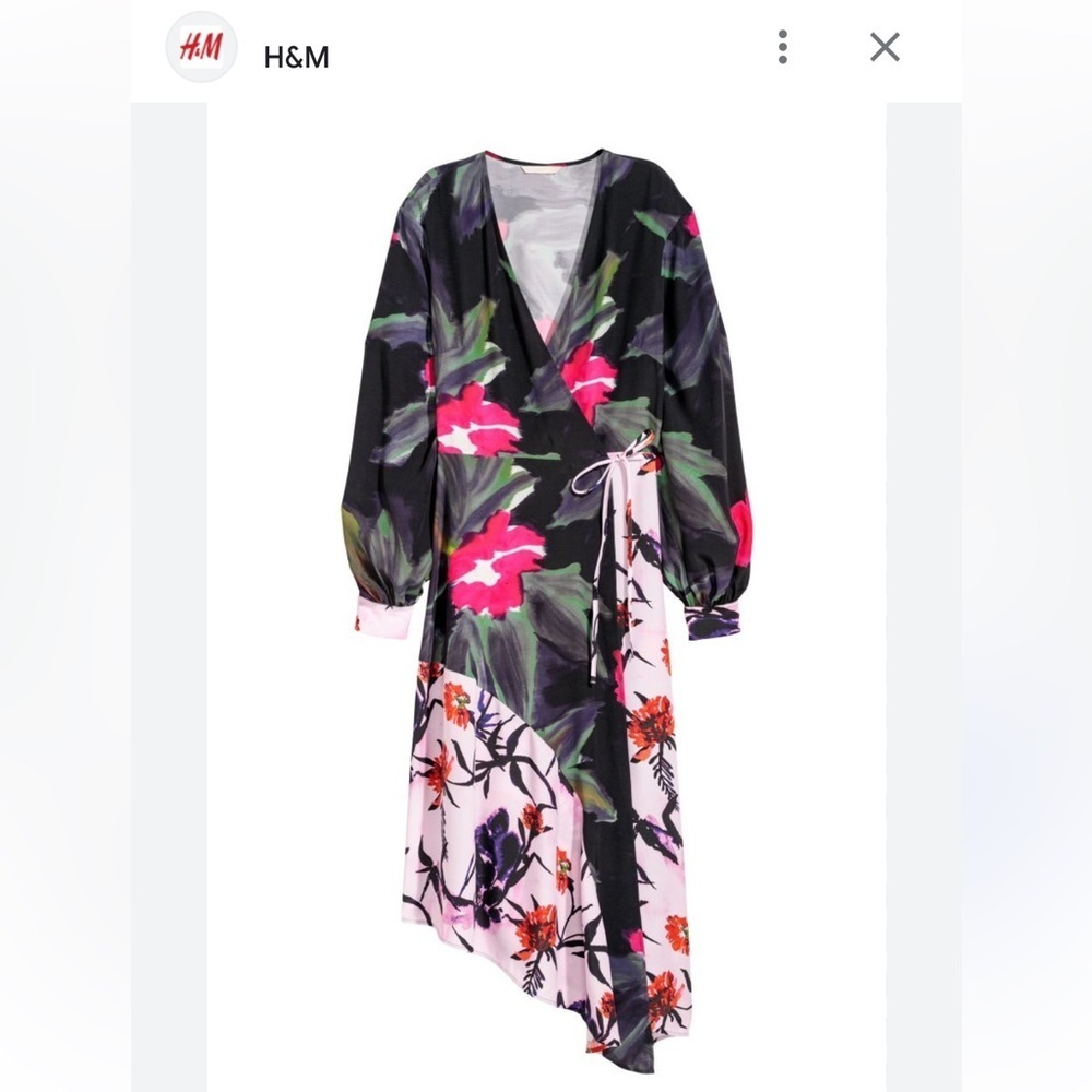 Asymmetrical wrap dress with an artsy floral design so cute H&M - Picture 2 of 8
